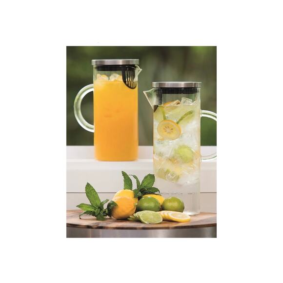 Click Clack Pitcher, Large/1.3 L/1.4 quart, Stainless Steel - Picture 2 of 6